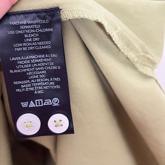 Anthropologie Maeve Women Bennet Button Down Shirt Small Green Side Slits Cotton - Picture 12 of 13